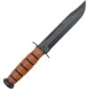 Ka-bar 5020 U.S. Army Fighting Fixed Black Epoxy Carbon Steel Blade Knife With Stacked Leather Handle -Buck Knives Shop 102050 102076