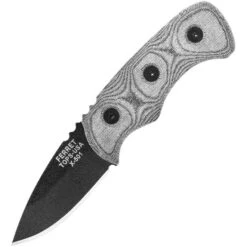 TOPS Knives TOPS FBHP01 Ferret Fixed Black Traction Coated Blade Knife With Black Linen Micarta Handles