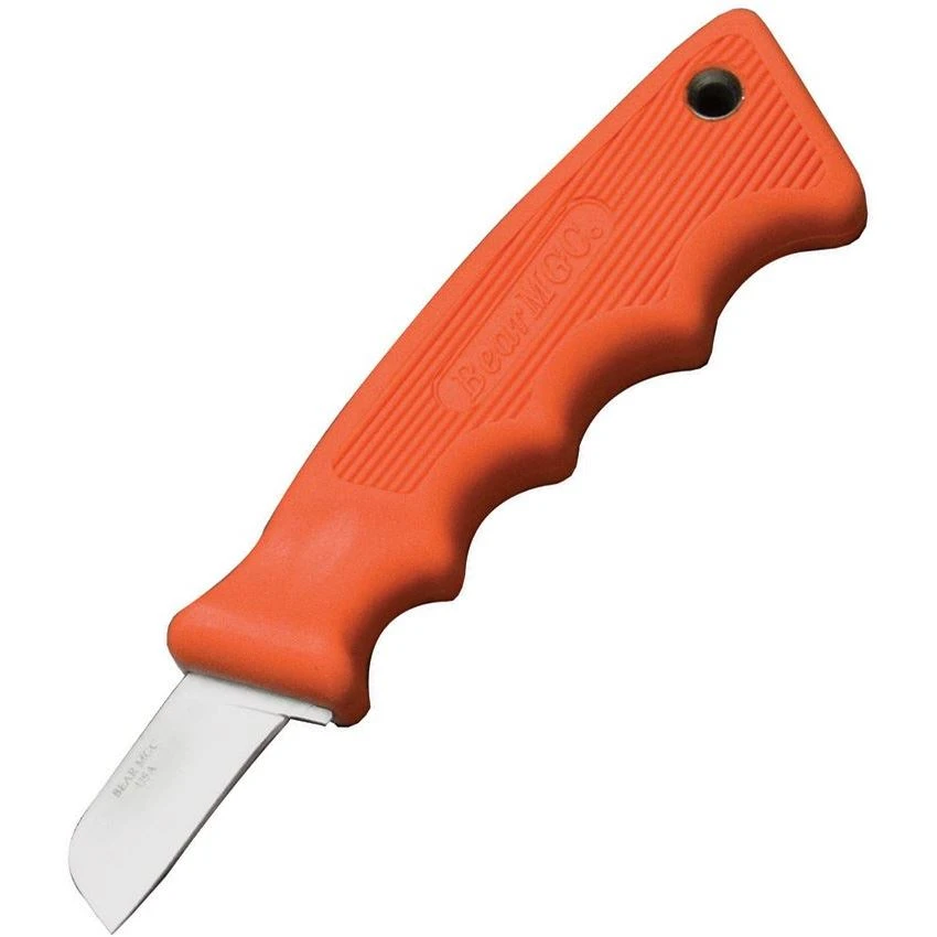 Bear & Son 4660 Cushion Grip Fixed Blade Knife With Finger Groove Blaze Orange Kraton Handle 3 Bear & Son 4660 Cushion Grip Fixed Blade Knife With Finger Groove Blaze Orange Kraton Handle