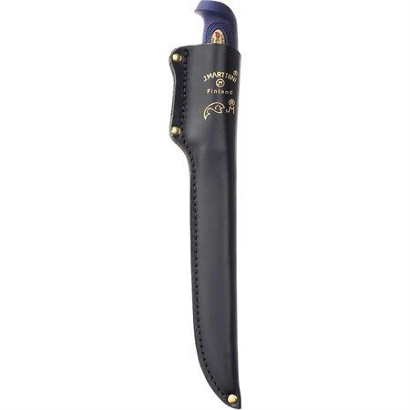 Marttiini 836014T Martef Fillet Knife With Leather Sheath And Blue Textured Rubber Handle 4 Marttiini 836014T Martef Fillet Knife With Leather Sheath And Blue Textured Rubber Handle - Image 2
