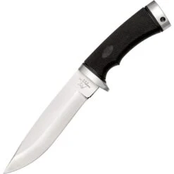 Katz K302 Lion King Fixed Stainless Satin Finish Blade Knife With Black Kraton Diamond Checkered Handles