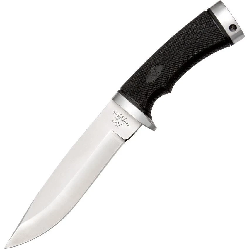 Katz K302 Lion King Fixed Stainless Satin Finish Blade Knife With Black Kraton Diamond Checkered Handles 3 Katz K302 Lion King Fixed Stainless Satin Finish Blade Knife With Black Kraton Diamond Checkered Handles