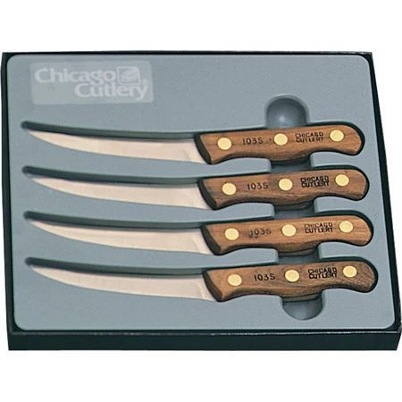 Chicago B144 4 Piece Steak Knife Set With Solid Contoured Walnut Handle 4 Chicago B144 4 Piece Steak Knife Set With Solid Contoured Walnut Handle - Image 2