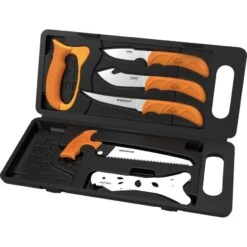 Outdoor Edge WP2 Wild-Pak Game Processing Set 8-Piece Knife Stainless Blade With Blaze Orange Handle