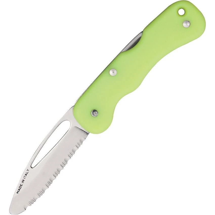 Mac Coltellerie 697R Rescue Lockback Knife With Fluorescent Green Glass Reinforced Nylon Handle 3 Mac Coltellerie 697R Rescue Lockback Knife With Fluorescent Green Glass Reinforced Nylon Handle