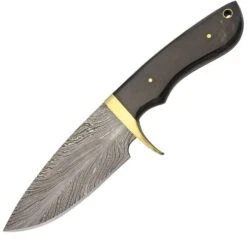 Damascus 1089HN Damascus Hunter Horn Handle Fixed Blade Knife
