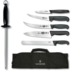 Swiss Army 5100371X4 7 Piece BBQ Natural Knife Set With Black Synthetic Handle