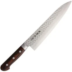 Kanetsune 902 Damascus Steel Blade Gyutou Chef Knife With Brown Laminated Wood Handle