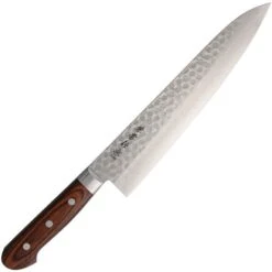 Kanetsune 901 Damascus Steel Blade Gyutou Chefs Knife With Brown Laminated Wood Handle