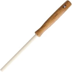 Arkansas Sharpeners 47 Ceramic Sharpening Stick With Brown Oak Handle