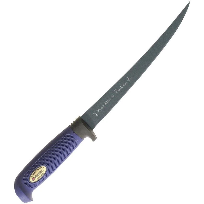 Marttiini 836017T Martef Fillet Fixed Blade Knife With Blue Textured Rubber Handle 3 Marttiini 836017T Martef Fillet Fixed Blade Knife With Blue Textured Rubber Handle