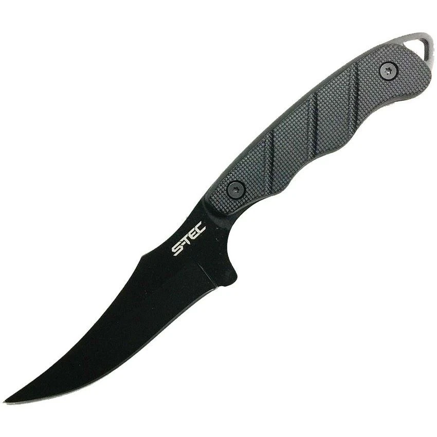 S-TEC 25139BK Black Fixed Blade Knife With Black Finger Grooved G10 Handle 3 S-TEC 25139BK Black Fixed Blade Knife With Black Finger Grooved G10 Handle