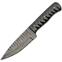 Damascus 1198HN Sharktooth Fixed Blade Knife With Sculpted Horn Handle