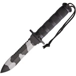 Aitor 16071 Jungle King II Spear Point Blade Knife With Black Knurled Stainless Handle