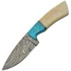 Damascus 1186 Fixed Damascus Steel Blade Knife With Smooth Bone And Turquoise Handle -Buck Knives Shop 223780 223784